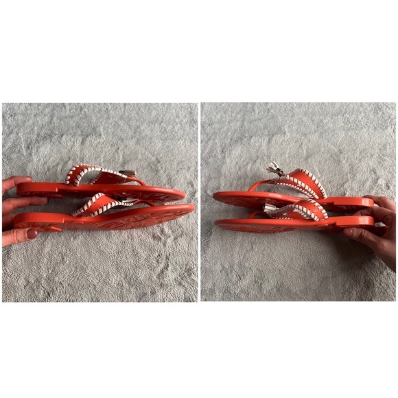 Jack Rogers Alana Jelly Slip-On Whipstitch Tassel Thong Flip Flop Sandals Coral - Picture 5 of 12